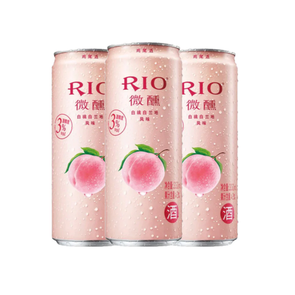 RIO Sparkling Cocktail – White Peach Brandy Flavour 3% (330ml x 3) - RTD Canned Cocktail