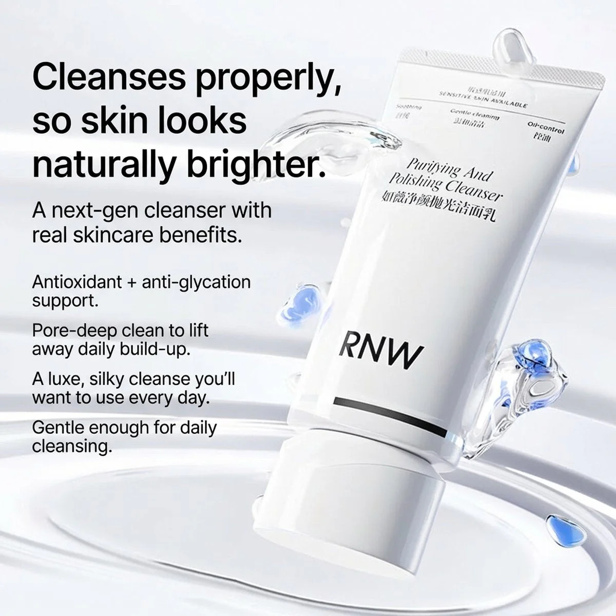 RNW Purifying & Polishing Cleanser 150ml – Gentle Face Wash for Sensitive Skin - Image 4