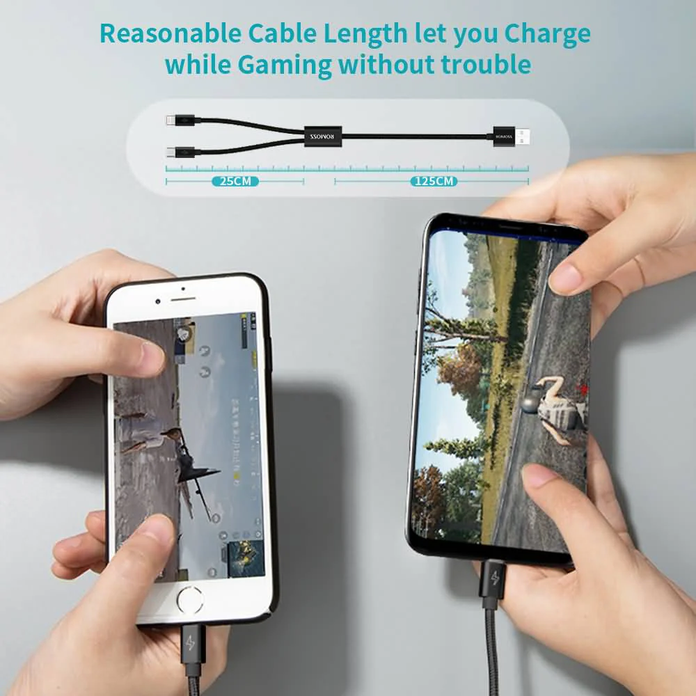 ROMOSS 2-in-1 Lightning-MicroUSB Cable 1.5m Black - Image 5