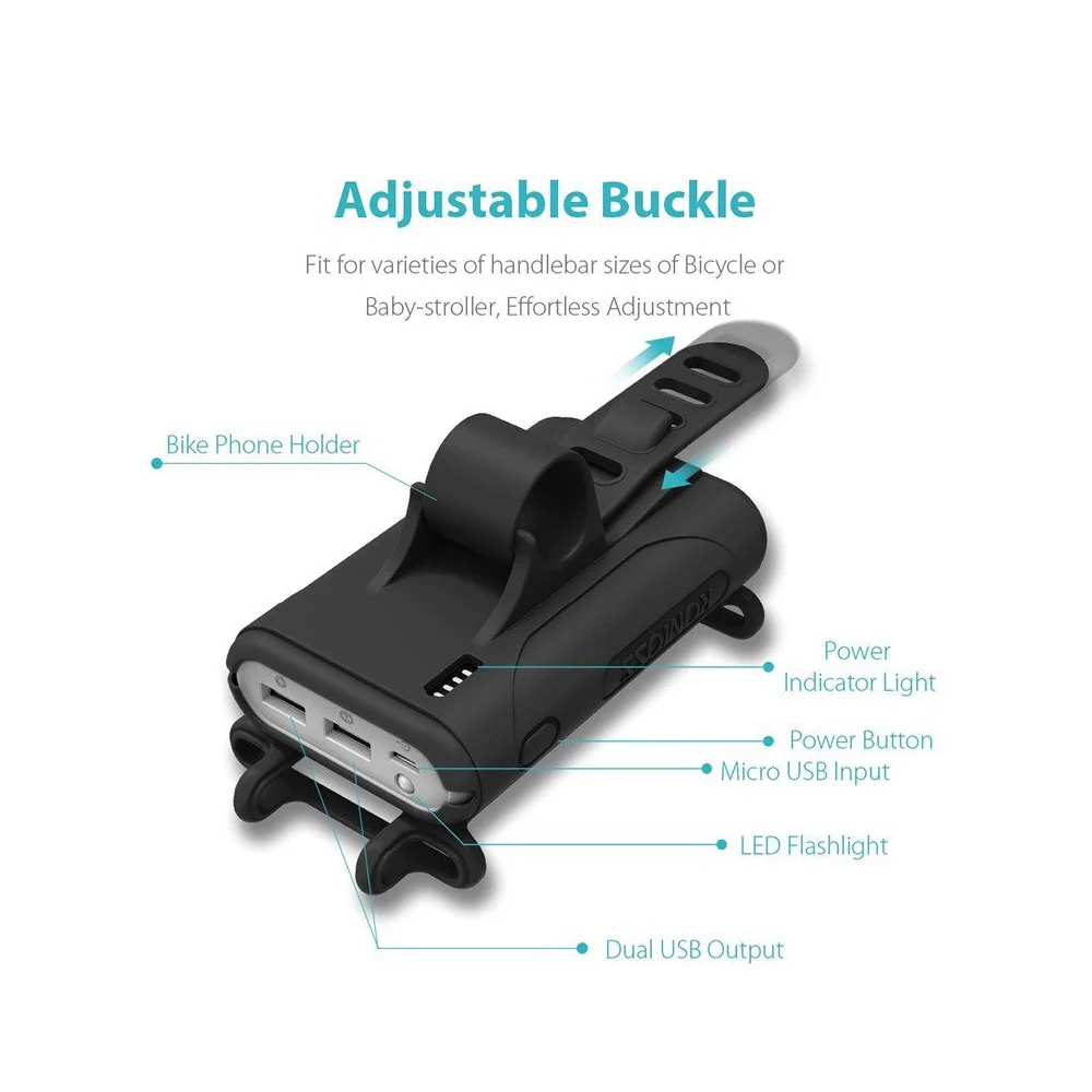 Romoss Bicycle Power Bank 10000mAh - Black - Image 5