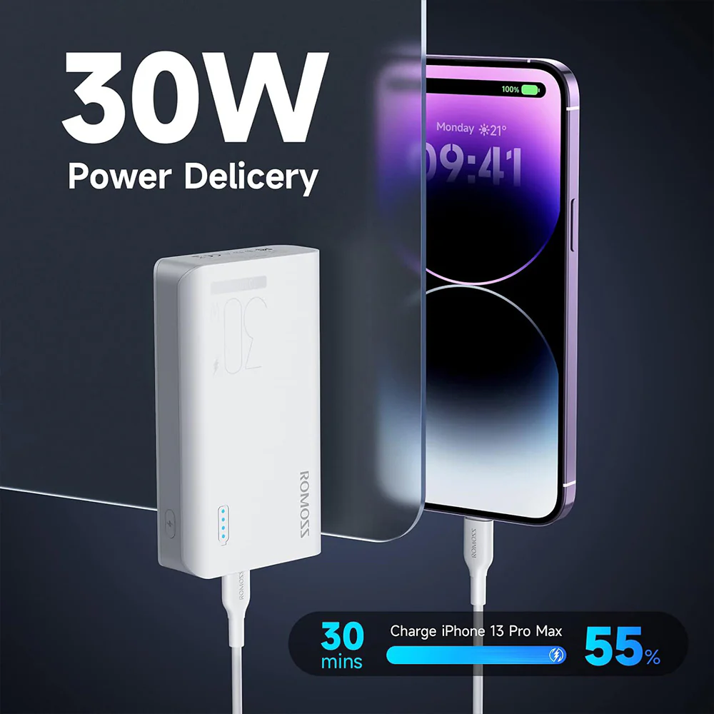 Romoss Dual Fast Charging Power Bank 10000mAh 30W - White - Image 2