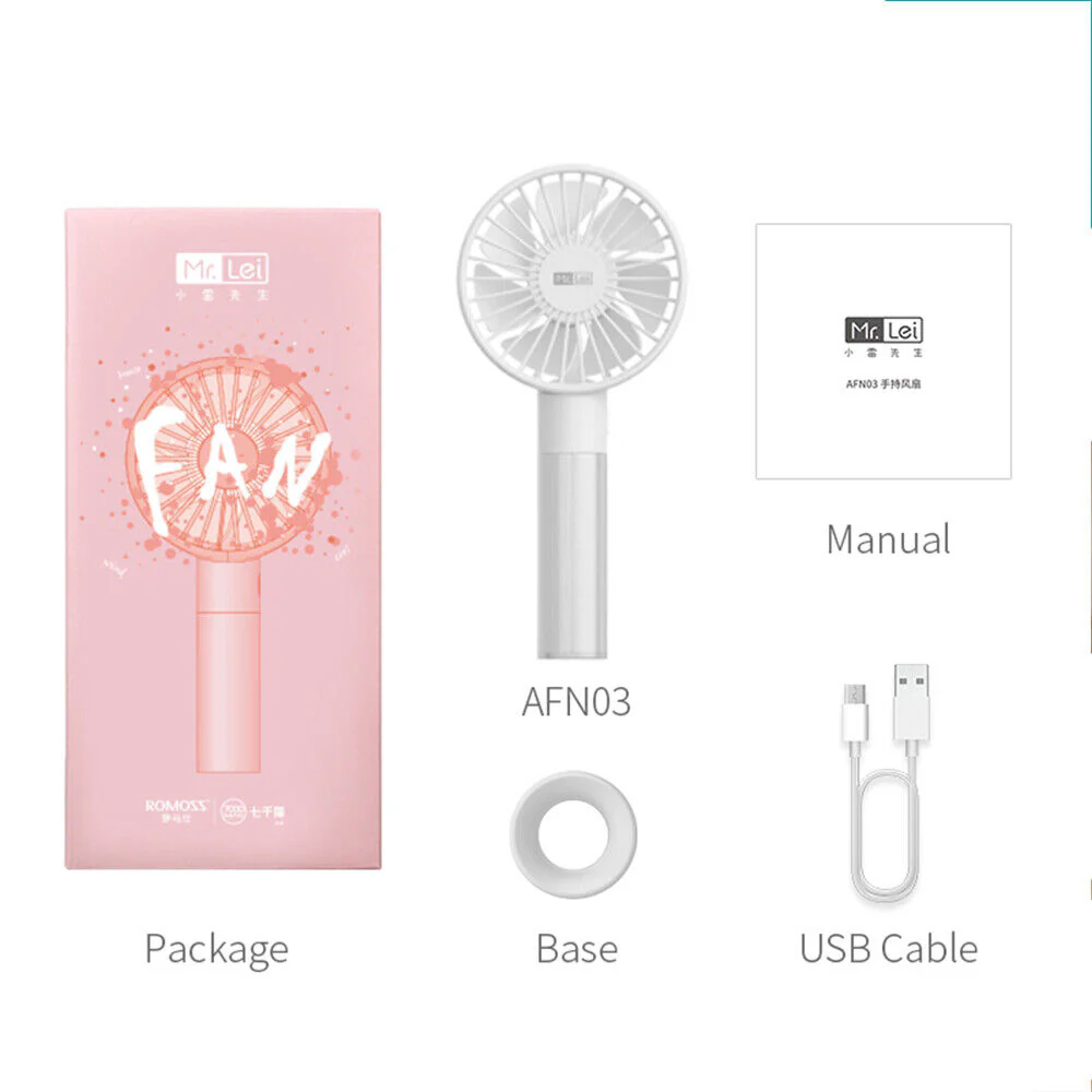 Romoss Mini USB Rechargeable Handheld Fan - White - Image 5