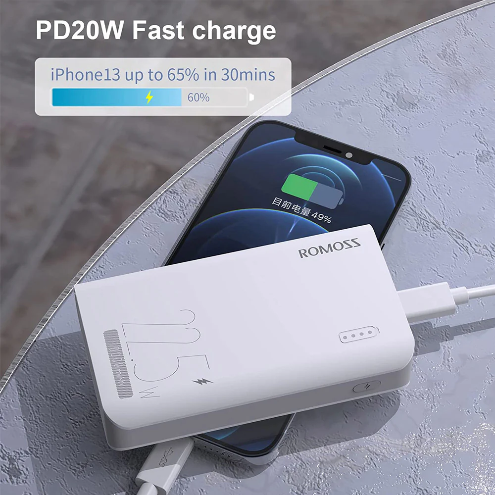 Romoss Sense4SF 10000mAh 22.5W Mini Power Bank - White - Image 5