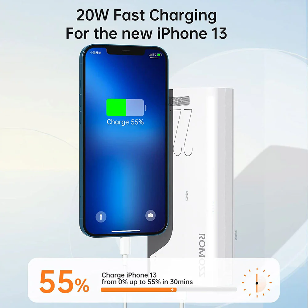 Romoss Sense8F 30000mAh 22.5W Ultra-Fast Charging Power Bank - White - Image 3