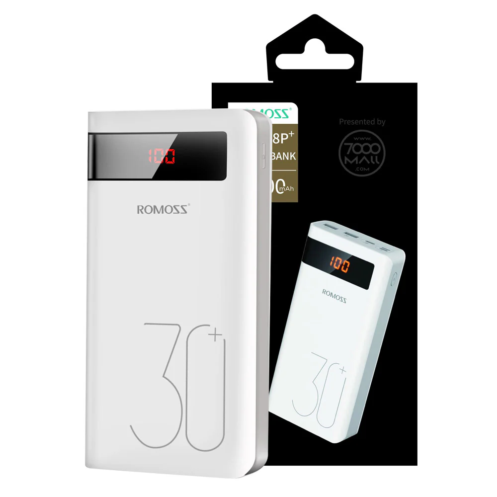 Romoss Sense8P+ 30000mAh 18W Fast Charging Power Bank - White