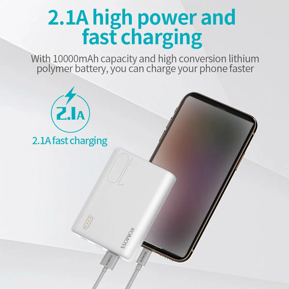 Romoss Simple10 10000mAh Power Bank - White - Image 4