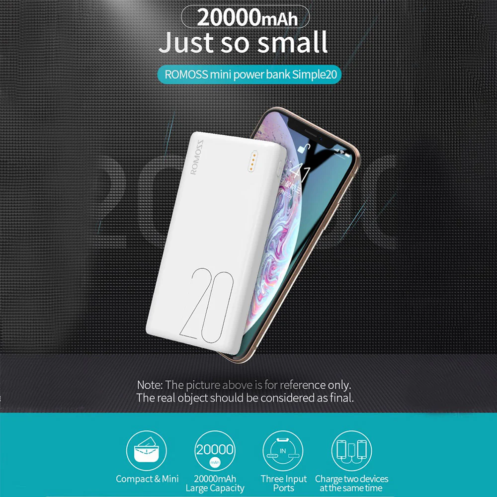 Romoss Simple20 20000mAh Ultra-Fast Charging Power Bank - White - Image 5