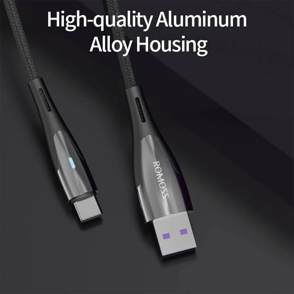 Romoss USB to Type-C 5A 1m Data Cable - Black - Image 2