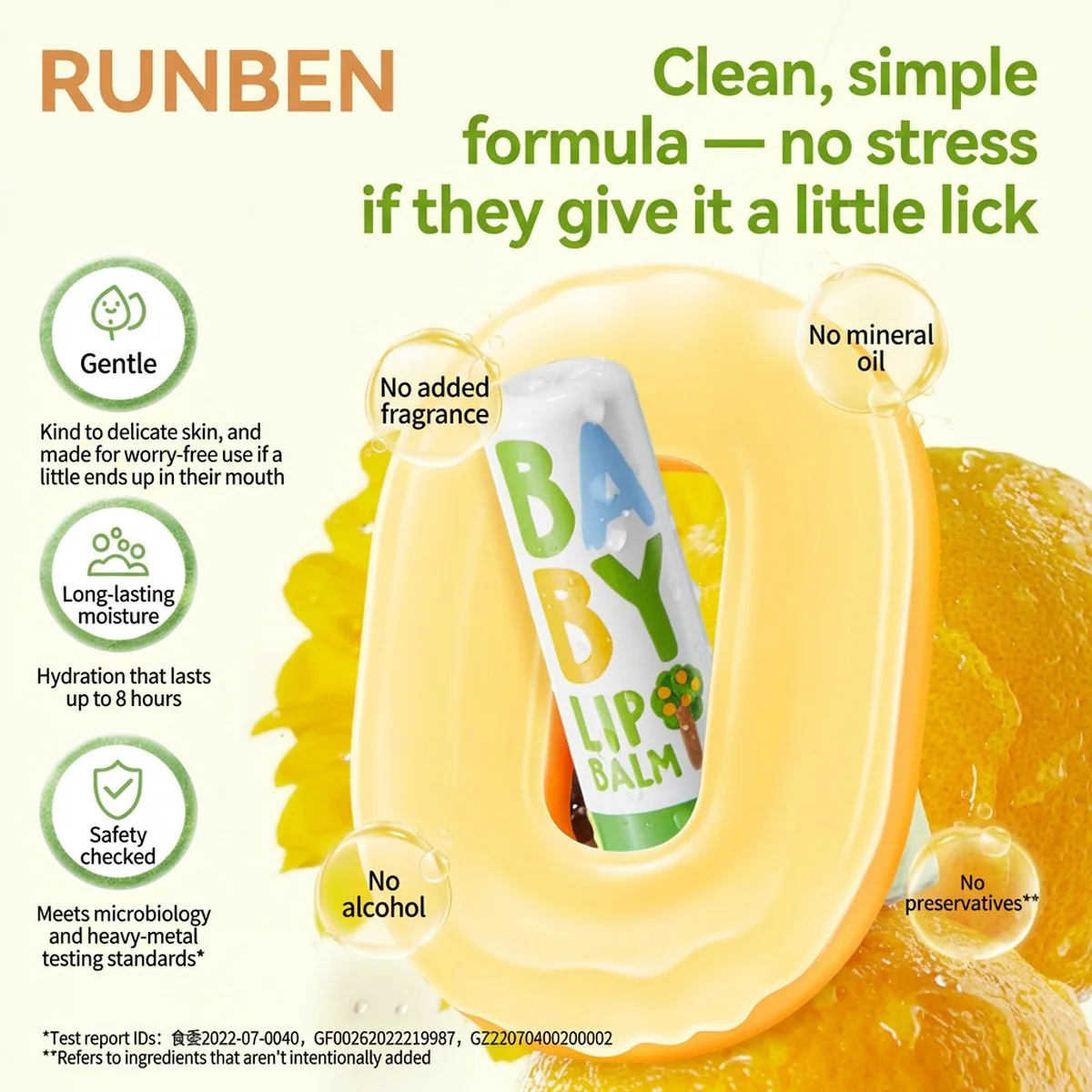 Runben Baby Lip Balm - 4g x 2 Sticks - Image 3