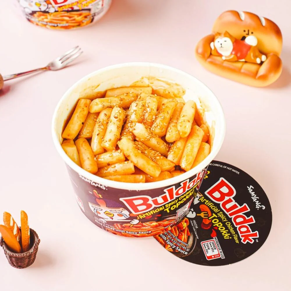 Samyang Buldak Spicy Chicken Topokki Cup 185g – Korean Spicy Rice Cakes (Tteokbokki) - Image 2