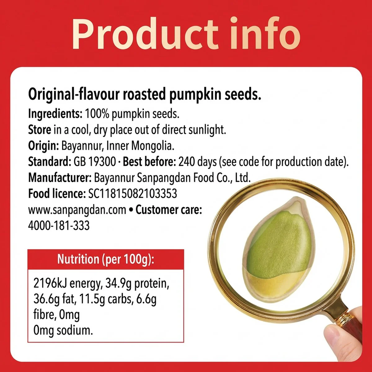 San Pang Dan Original Pumpkin Seeds 160g - Roasted In-Shell Snack - Image 5