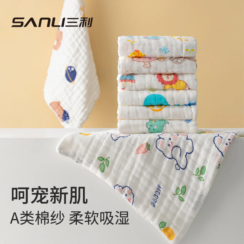 Sanli 6-Layer Cotton Muslin Baby Washcloth – Little Cars Print, 30 x 30 cm (29g) - Image 5