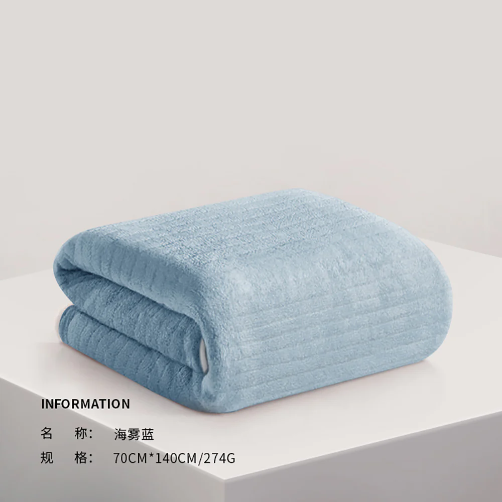 Sanli Coral Fleece Cloud Soft Bath Towel Sea Mist Blue 70x140cm 274g - Image 3