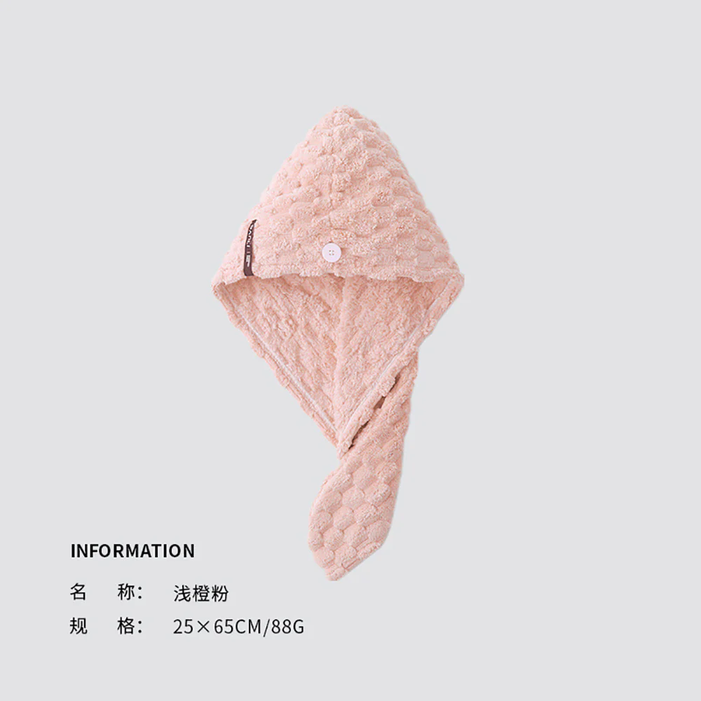 Sanli Coral Fleece Dry Hair Cap - Light Orange Pink, 25x65cm - Image 3