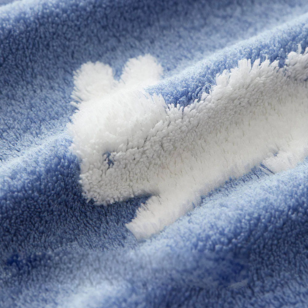 Sanli Coral Fleece Towel - Blue, 35*75cm - Image 3
