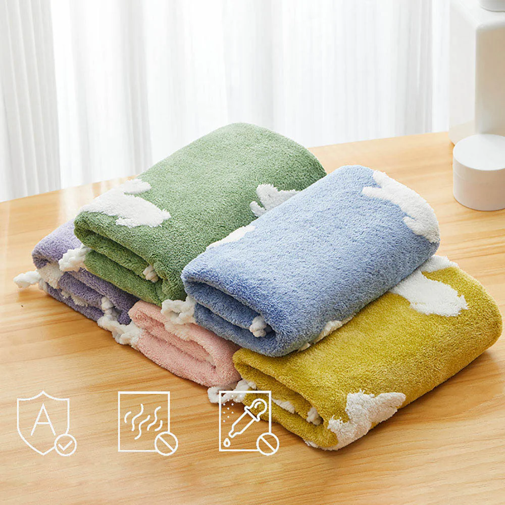 Sanli Coral Fleece Towel - Blue, 35*75cm - Image 4