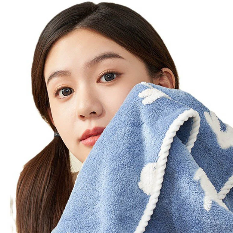 Sanli Coral Fleece Towel - Blue, 35*75cm - Image 5