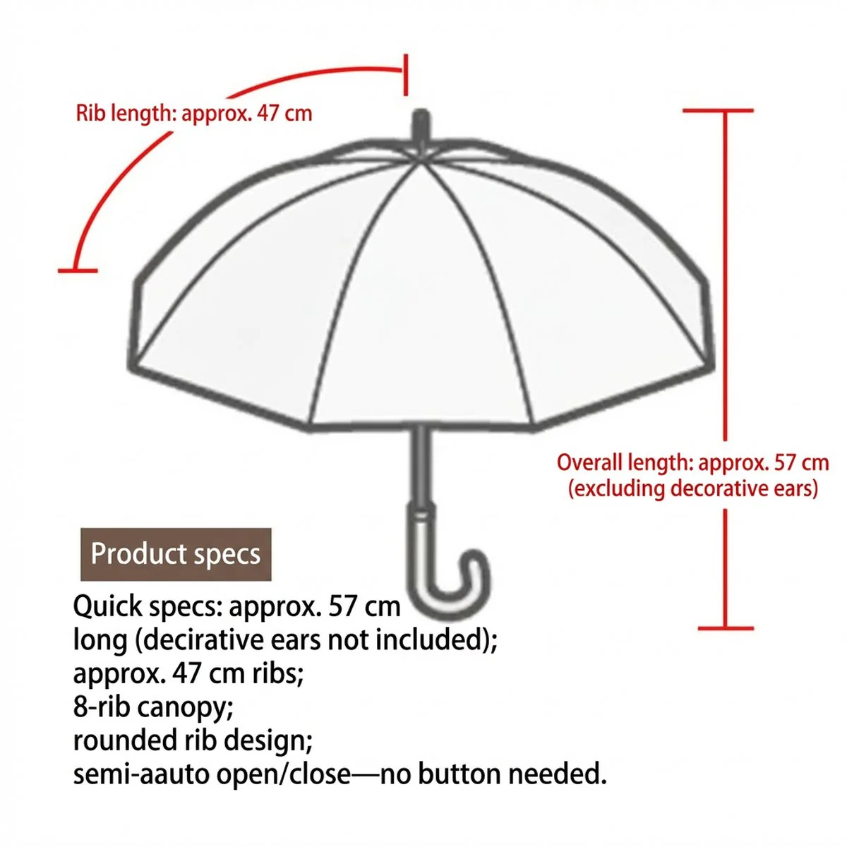 Sanrio Kuromi 3D Ears Kids Umbrella - Cute Character Purple Rain Umbrella - Image 3