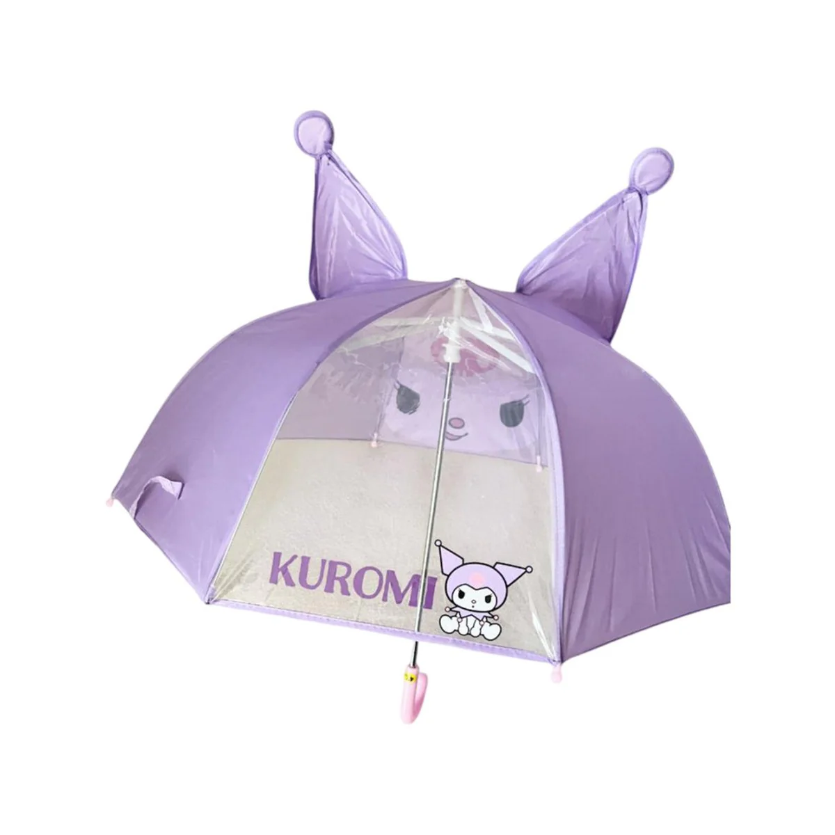 Sanrio Kuromi 3D Ears Kids Umbrella - Cute Character Purple Rain Umbrella - Image 4