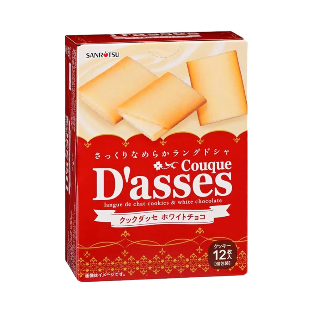 Sanritsu Couque D'asses White Chocolate Langue de Chat Cookies 78g (12 Pieces)
