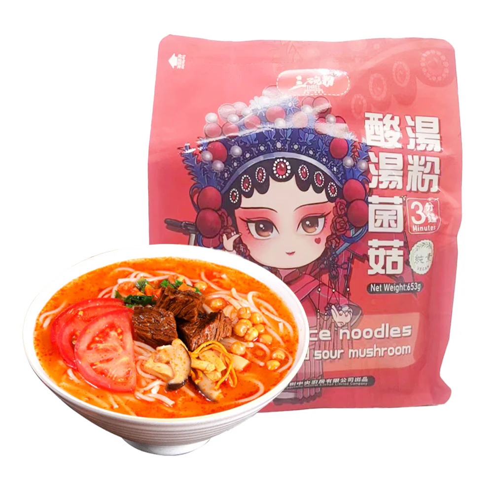 Sanwanfen Vegan Hot and Sour Mushroom Rice Noodles - 653g