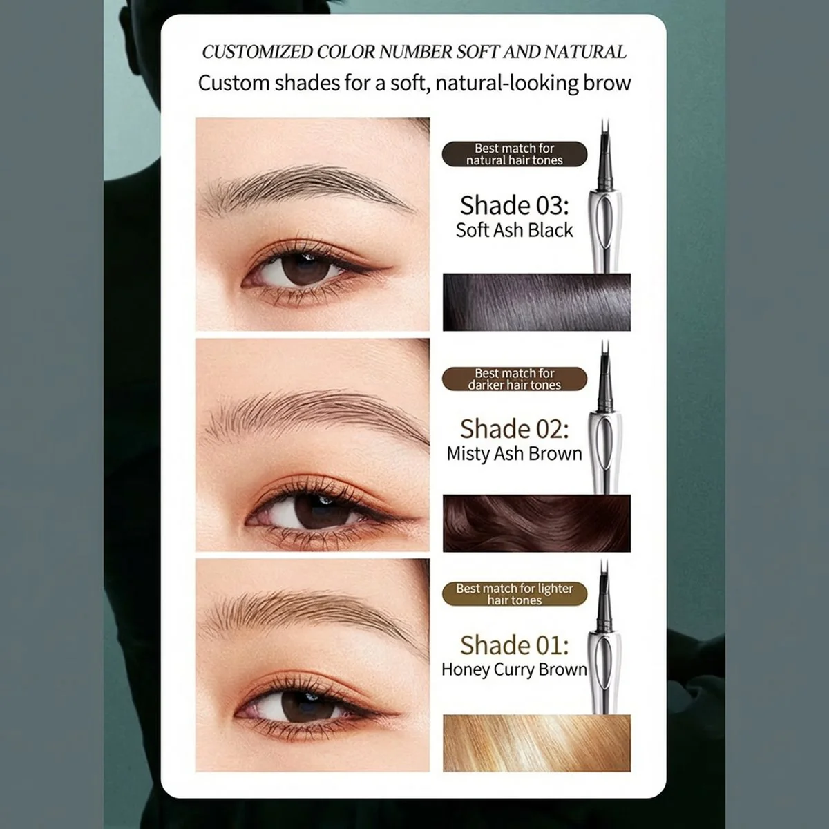 Sanzitang Dual-Prong Precision Brow Pen 01 Honey Coffee Brown 0.8ml - Image 3