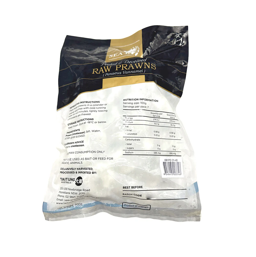 Sea Bay Frozen Raw Prawn Meat Size 31/40 - 700g - Image 2