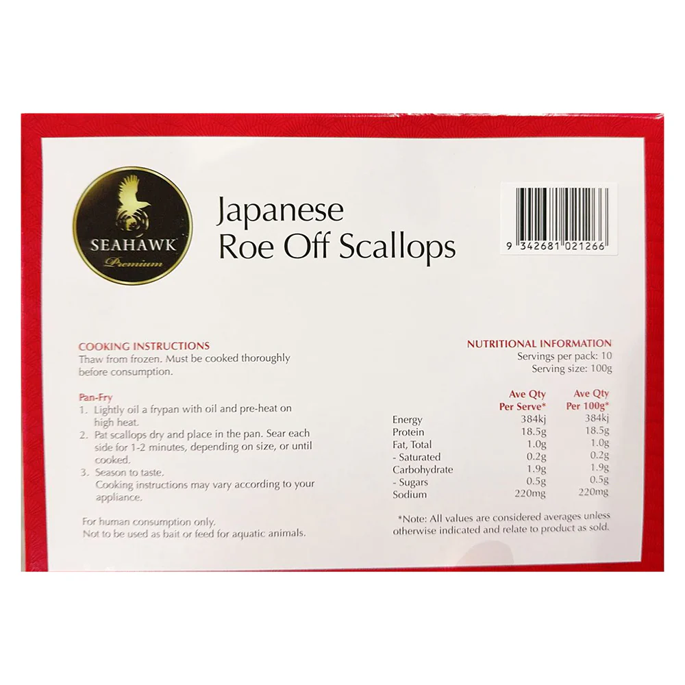 Seahawk Frozen Japanese Roe Off Scallops - 1kg - Image 3