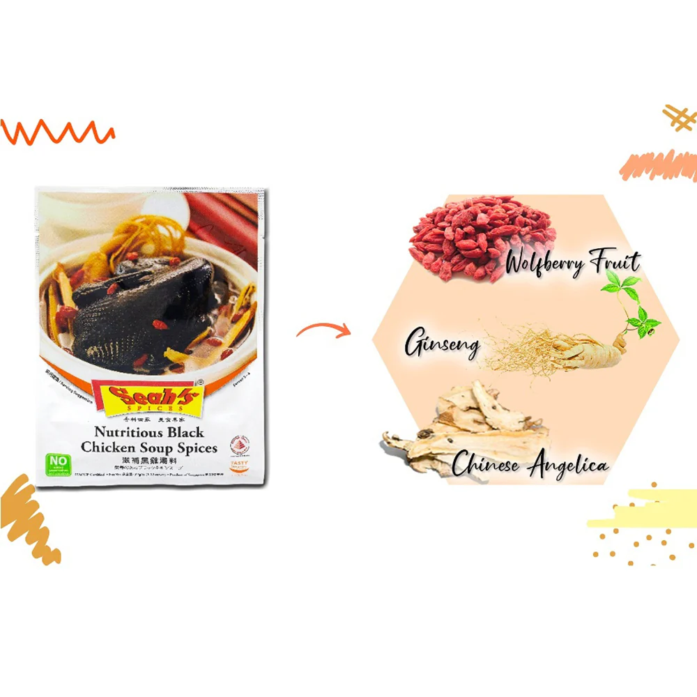 Seah's Nutritious Black Chicken Soup Spices - 32g - Image 2