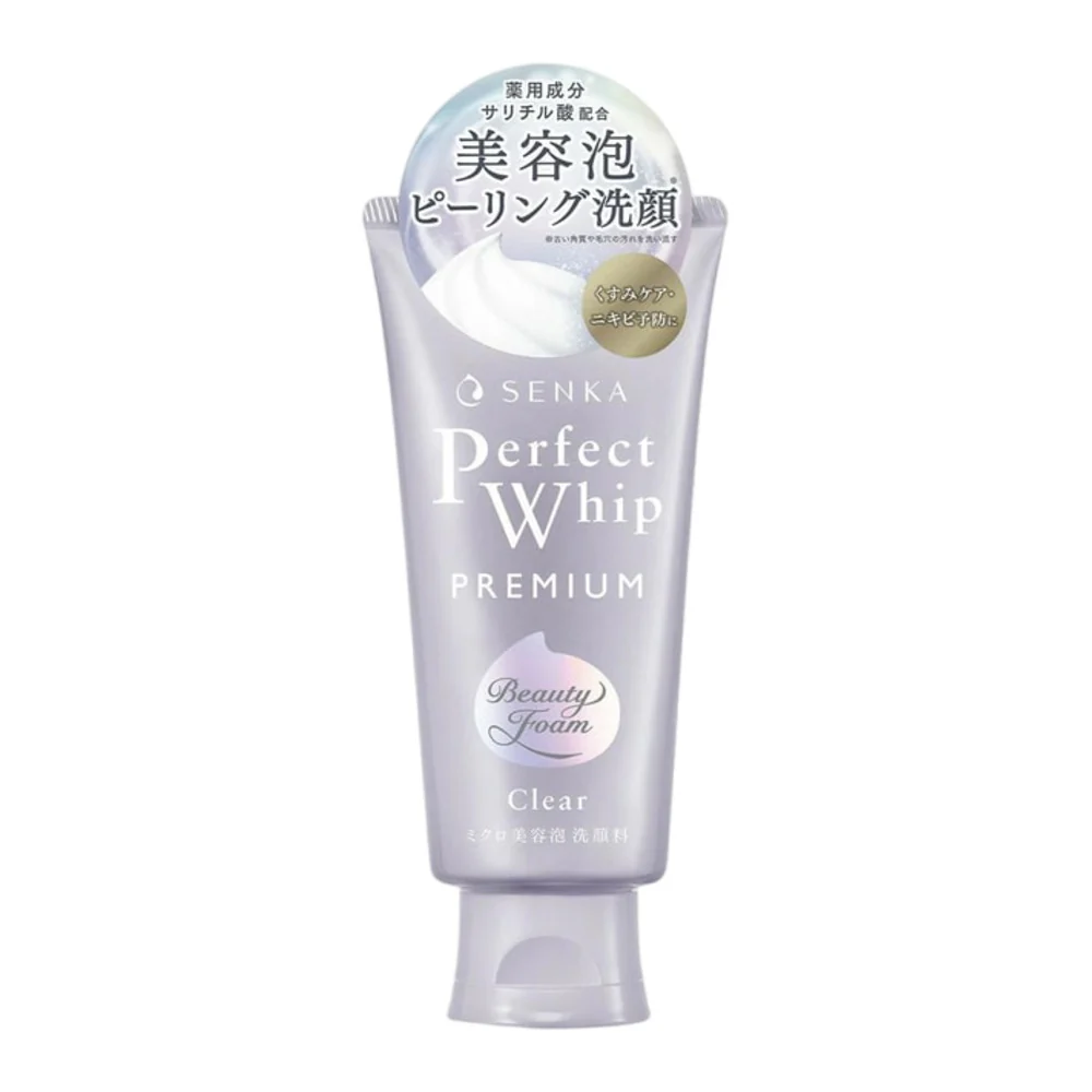 Senka Perfect Whip Premium Clear Foaming Cleanser 120g - Exfoliating Facial Wash with Salicylic Acid