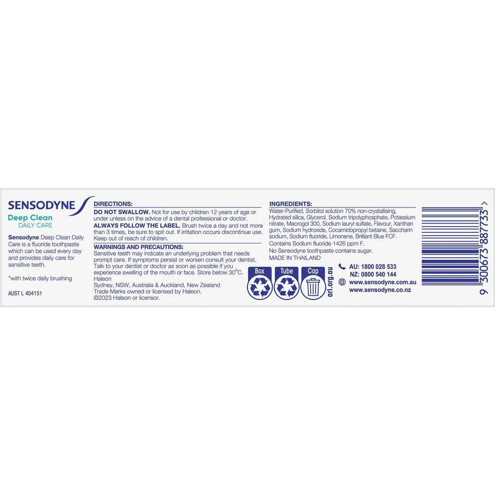 Sensodyne Deep Clean Daily Care Fluoride Toothpaste 100g - Image 5