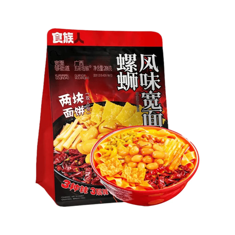 Shi Zu Ren Wide Noodles – Luosifen Flavour 286g