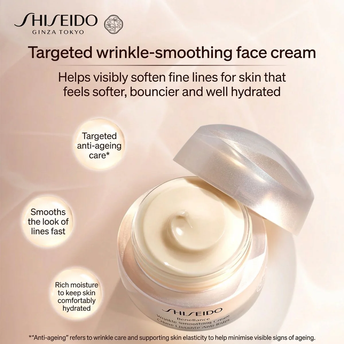 Shiseido Benefiance Wrinkle Smoothing Cream Enriched 50g - Rich Moisturising Face Cream - Image 3