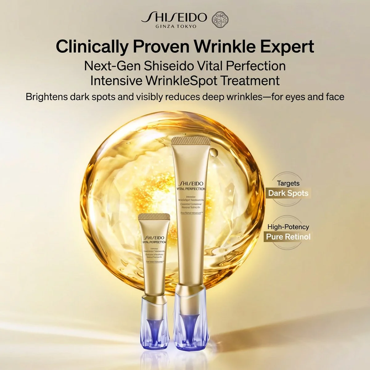 Shiseido Vital Perfection Intensive WrinkleSpot Treatment 20g – Retinol Eye & Face Cream - Image 2