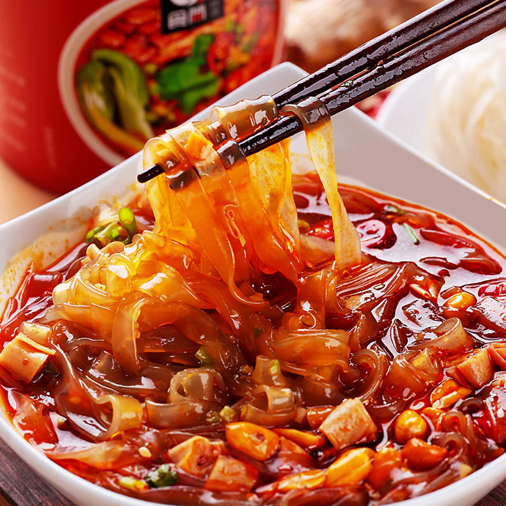 Shishangwuyu Spicy and Sour Wide Glass Noodles - 150g - Image 2