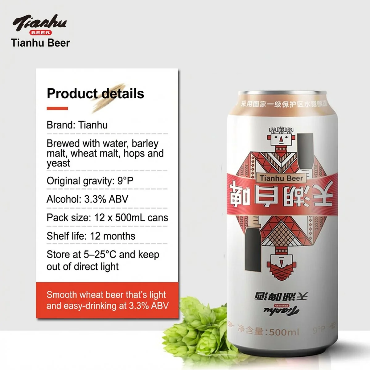 Shitak Original Wheat Beer - 3.3% ABV, 500ml x 12 Cans - Image 3