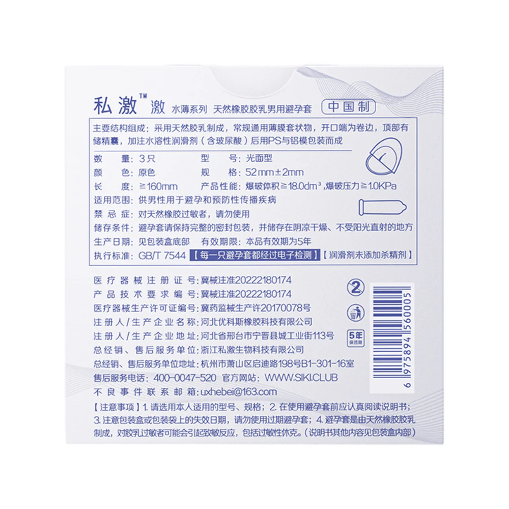 SIKI Aqua Thin Condoms with Hyaluronic Acid Lubricant – 3 Pack - Image 3