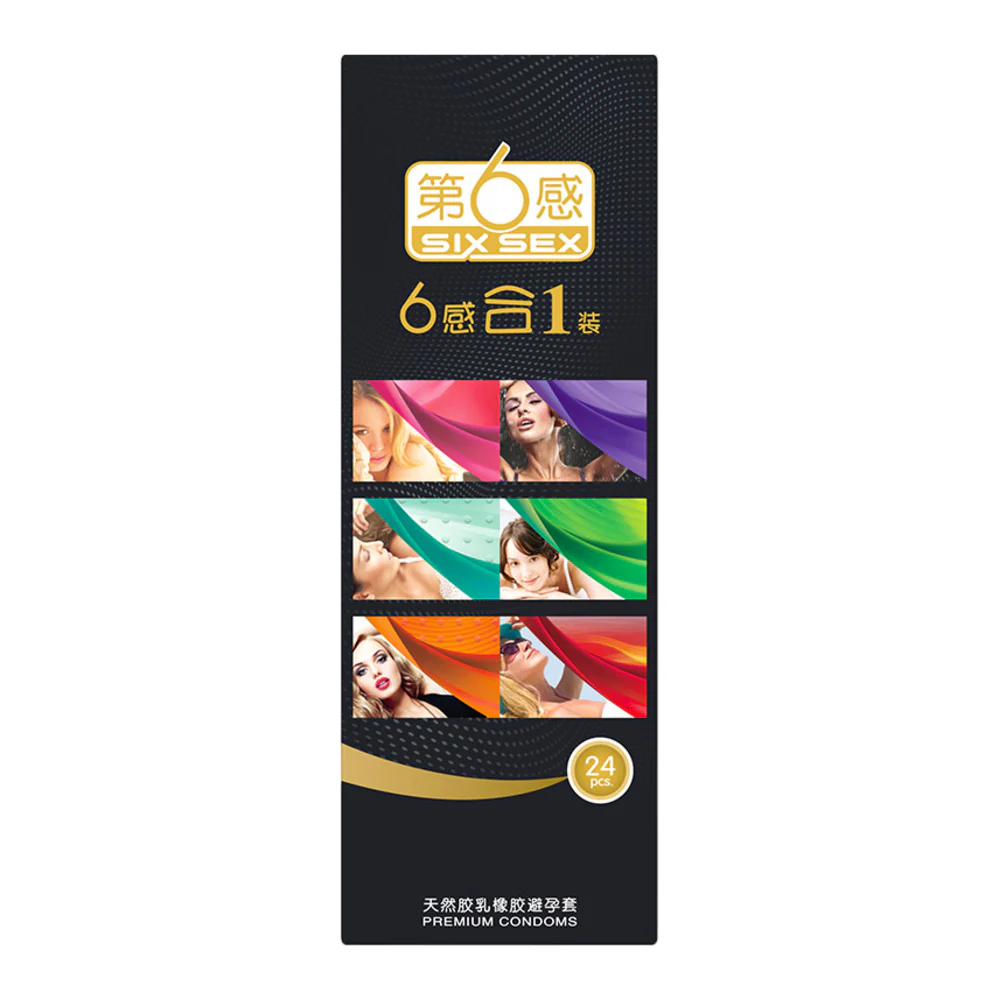 Six Sex 6-in-1 Assorted Condoms, Natural Rubber Latex - 24 Pack - Variety Pack with Aloe, Ice & Fire - Image 3