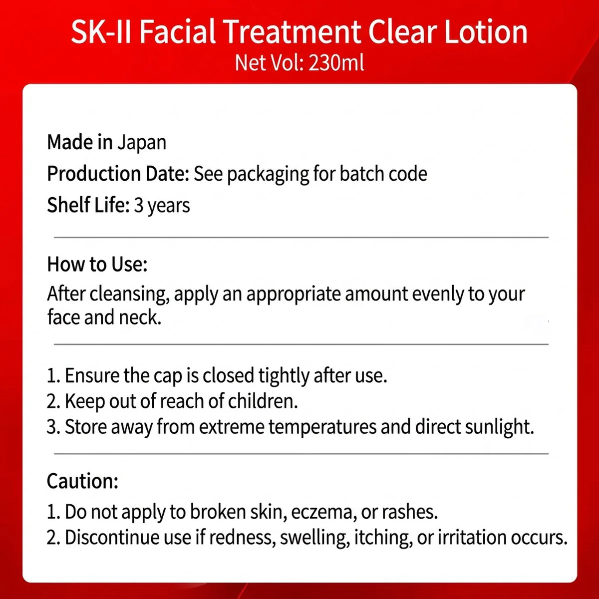 SK-II Facial Treatment Clear Lotion 230ml – Japan Domestic Version - Clarifying Toner - Image 5