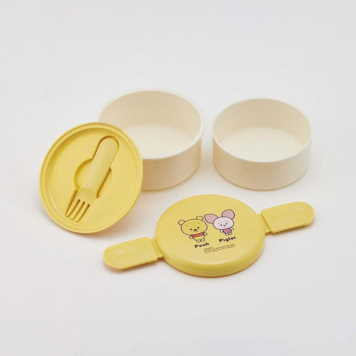 Skater Antibacterial Round 2‑Tier Bento Box – Winnie the Pooh & Piglet, 230 ml + 270 ml - Kids Lunch Container - Image 3