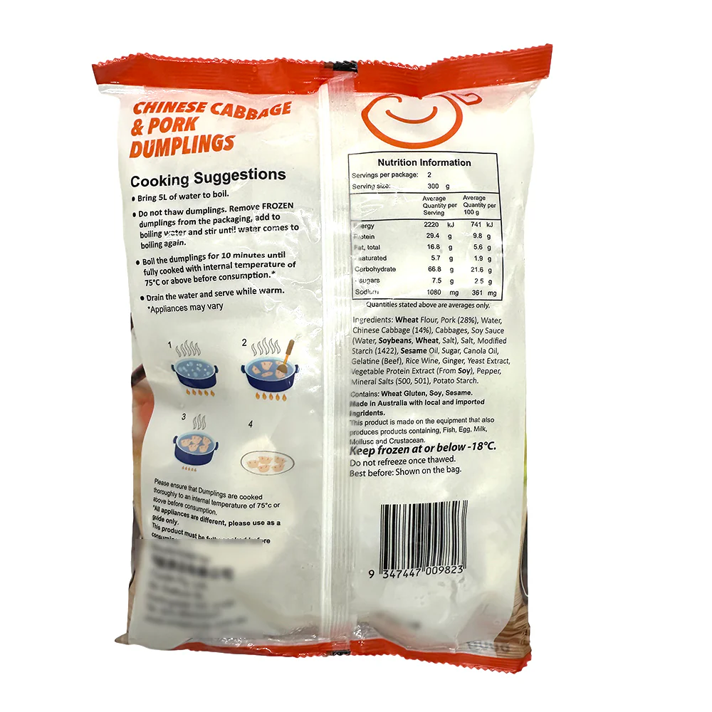 Smile Foods Chinese Cabbage & Pork Dumplings 600g - Image 2