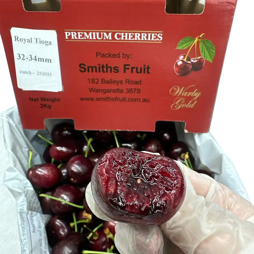 Smiths Fruit Warby Gold Royal Tioga Cherries Gift Box 2kg (32–34mm) - Image 4