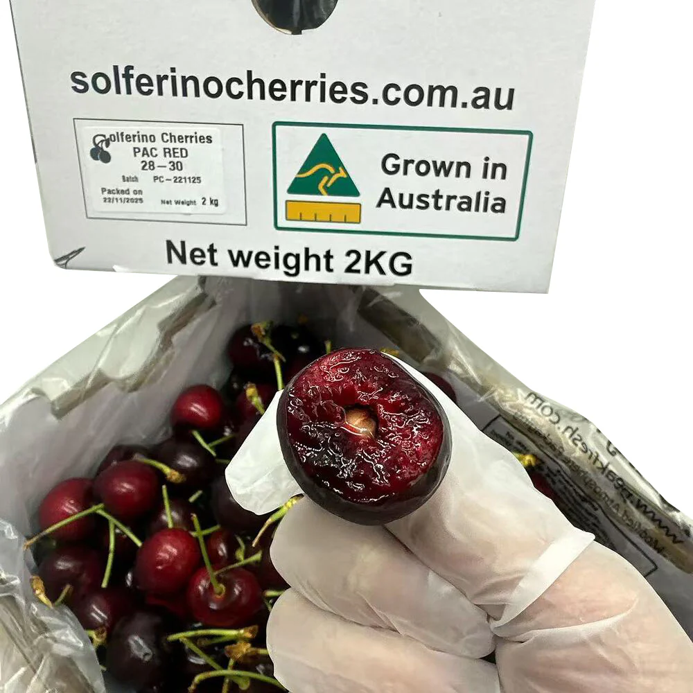 Solferino PAC RED Australian Cherries Gift Box 2kg (28–30mm) - Image 4