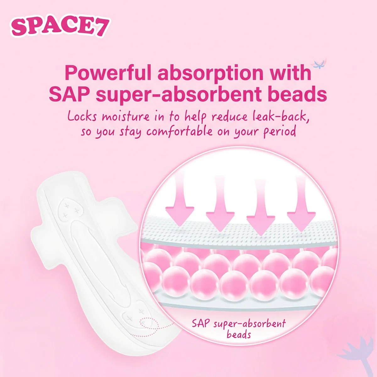 Space 7 Elegant Series Ultra Long Night Sanitary Pads 8pcs - 338mm - Image 3