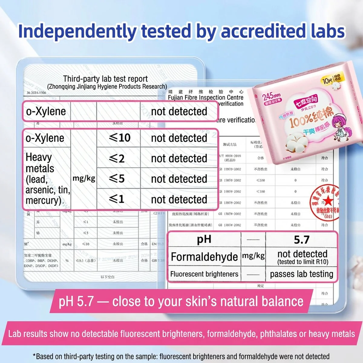 Space 7 Girl Series Pure Cotton Ultra-Thin Day Use Sanitary Pads - 10 Pieces, 245mm - Image 4