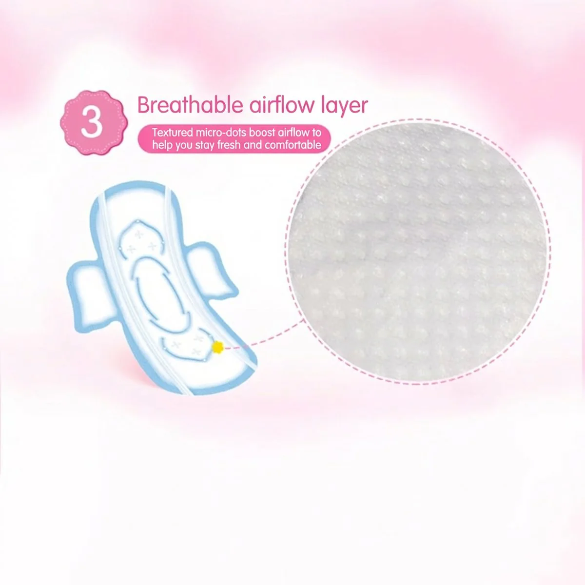 Space 7 Teen Series Ultra-Thin Night Use Sanitary Pads - 10 Pieces, 275mm - Image 2