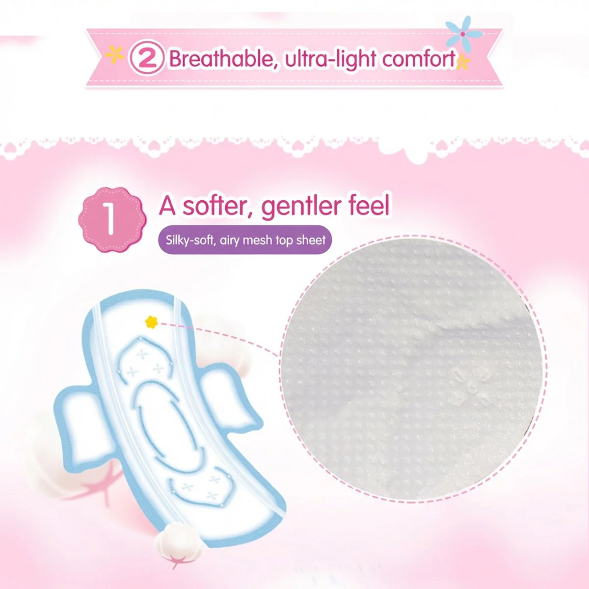 Space 7 Teen Series Ultra-Thin Night Use Sanitary Pads - 10 Pieces, 275mm - Image 4