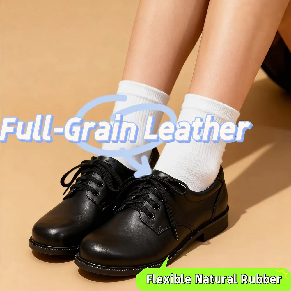 SpinGo Black Lace-Up School Shoes (Full-Grain Leather) – EU 31