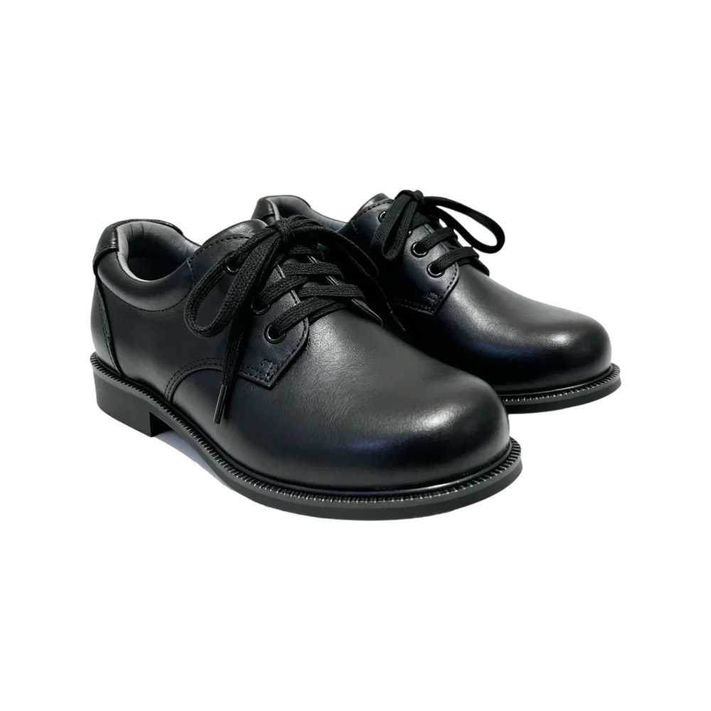 SpinGo Full-Grain Leather Lace-Up Black School Shoes EU30 - Image 3