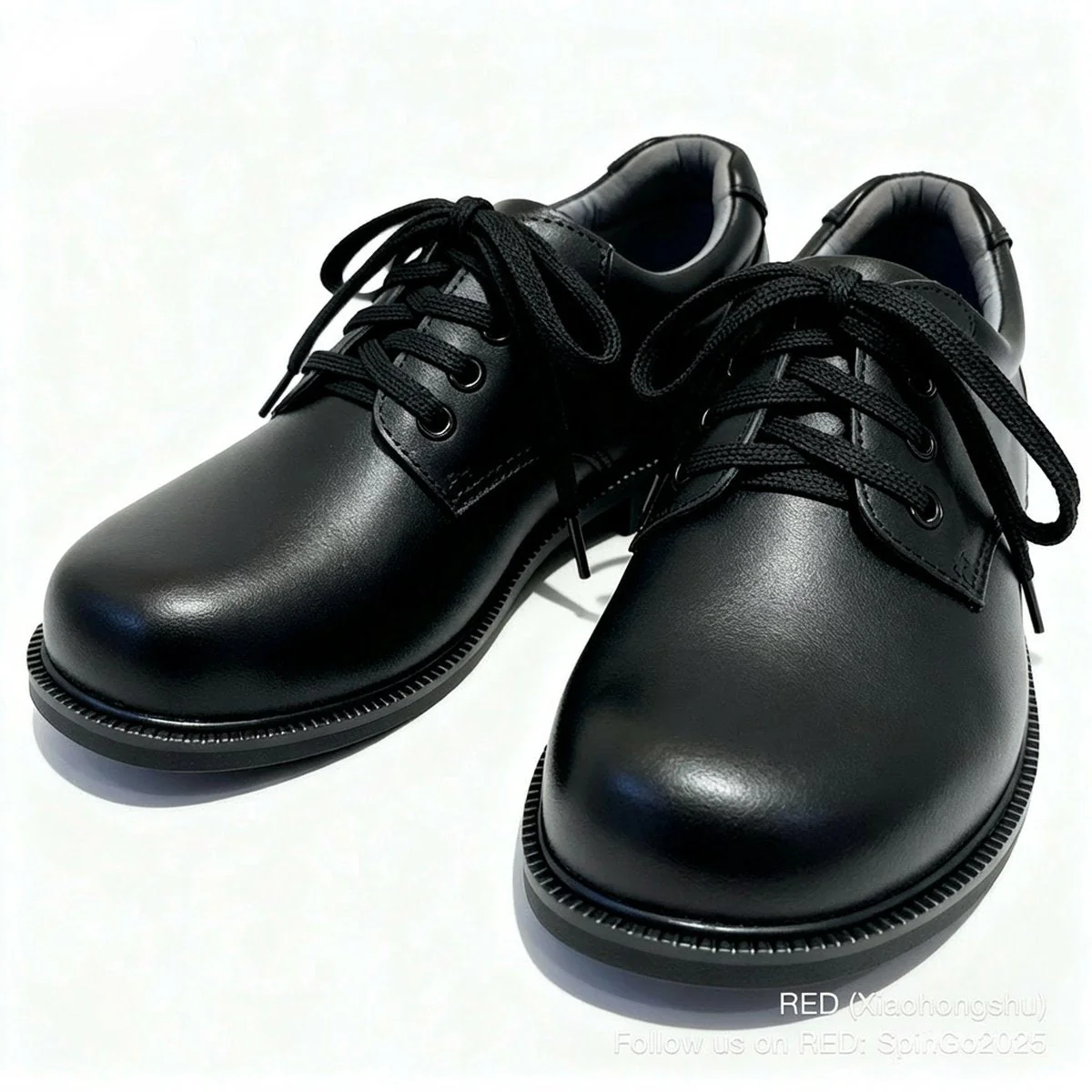 SpinGo Full-Grain Leather Lace-Up School Shoes – Black, EU 42 - Image 4